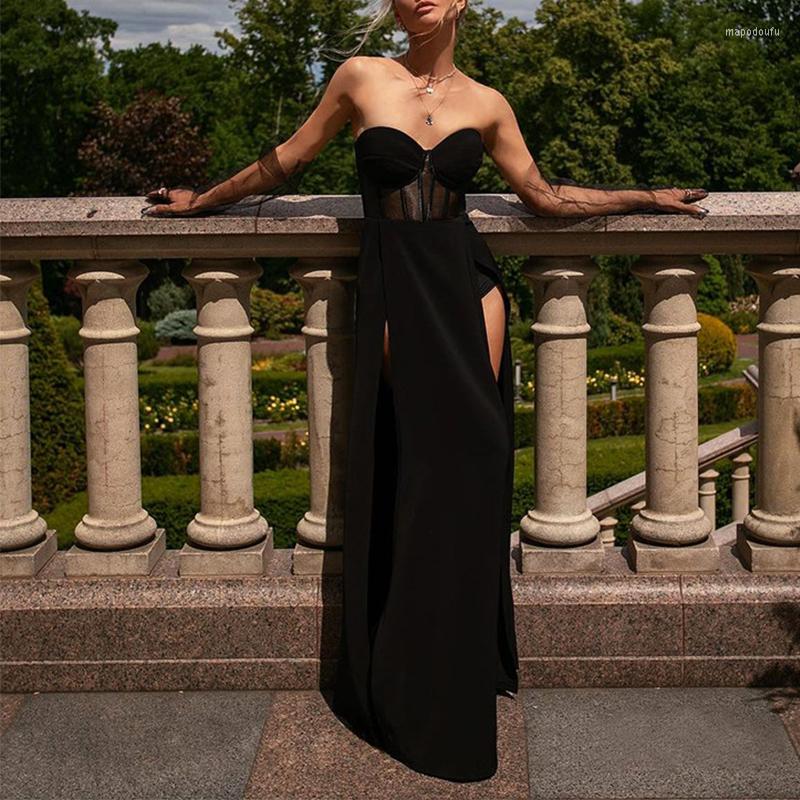 Casual Dresses Sexy Tube Top Sheer Mesh Stitching Split Backless 2023 Lady Spring Summer Stylish Champagne Party Chic Black Irregular Dress
Casual Dresses Sexy Tube Top Sheer Mesh Stitching Split Backless 2023 Lady Spring Summer Stylish Champagne Party Chic Black Irregular Dress