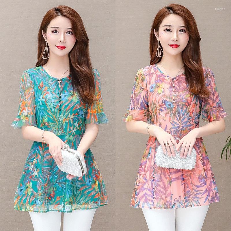 Women's Blouses Summer Blusas Feminina Chiffon Middle-aged Women Vetement Femme Shirt Shorts Sleeve Print Blouse 804C, Green
Women's Blouses Summer Blusas Feminina Chiffon Middle-aged Women Vetement Femme Shirt Shorts Sleeve Print Blouse 804C, Green