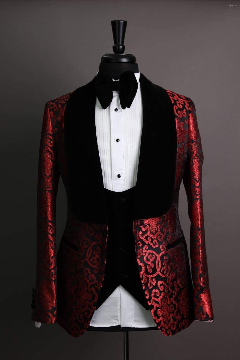 Men's Suits Custom Made Men Shawl Black Lapel Groom Tuxedos Red Pattern Wedding Groomsman 3 Pieces ( Jacket Pants Vest Tie ) E434, Same the picture
Men's Suits Custom Made Men Shawl Black Lapel Groom Tuxedos Red Pattern Wedding Groomsman 3 Pieces ( Jacket Pants Vest Tie ) E434, Same the picture