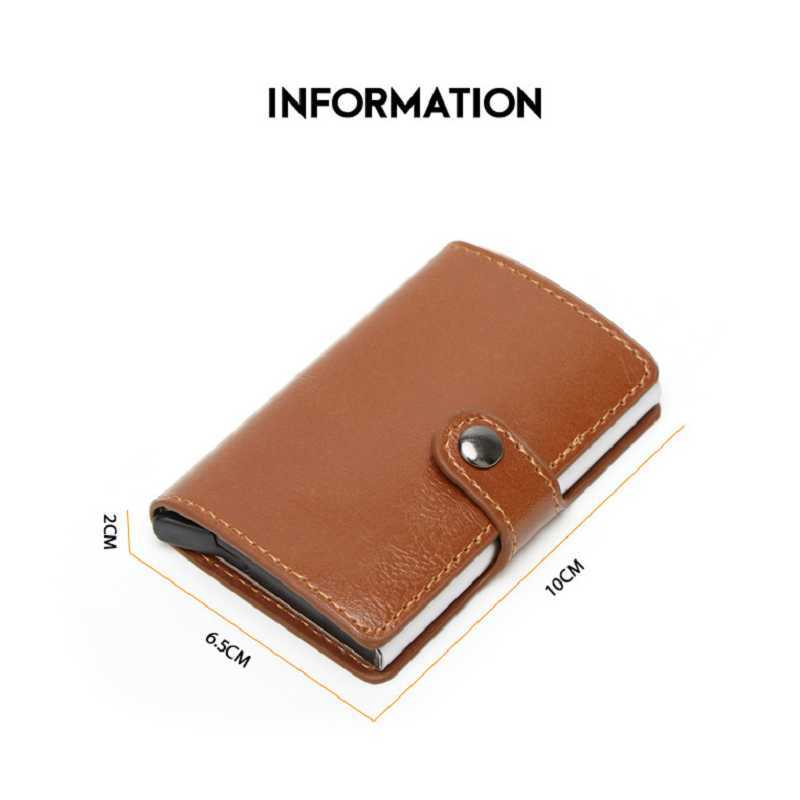 Wallets Blocking Vintage Men Credit Holder Aluminum Alloy Business ID Card Case Automatic Male Metal Leather Cardholder Wallet 2022L230303