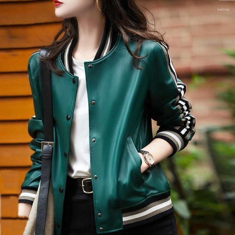 Women' Leather Tops Short Sheepskin Cropped Jacket Women Spring Autumn Green Genuine Contrast Color Baseball Female, Sg2220 green
Women' Leather Tops Short Sheepskin Cropped Jacket Women Spring Autumn Green Genuine Contrast Color Baseball Female, Sg2220 green