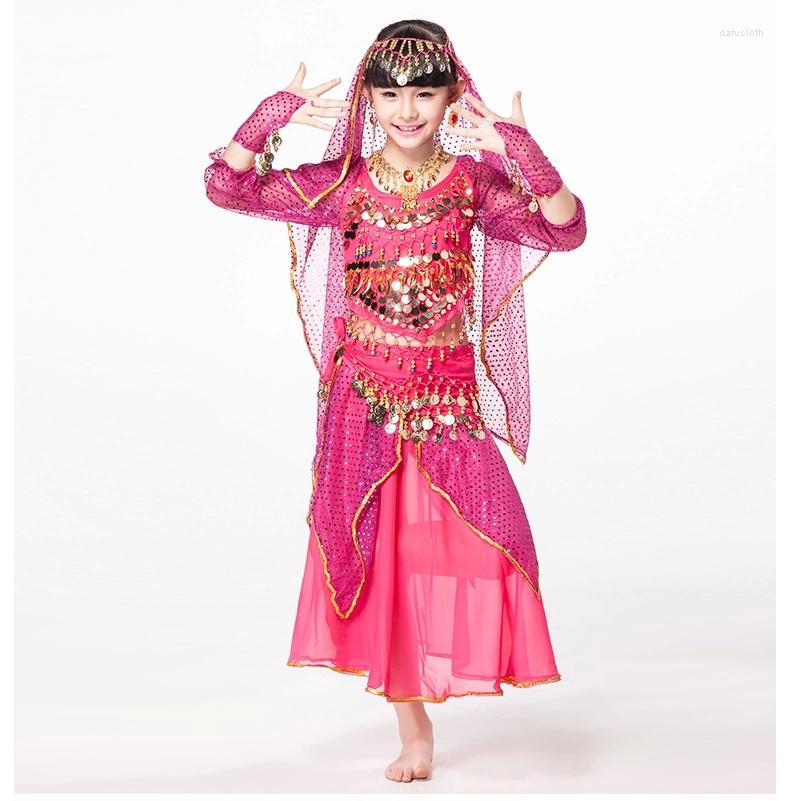 Stage Wear Dresses Sari Children Dance 5-piece Set Costume Long Sleeves Coins Belt With Wristbands Kids Belly Costumes, Red
Stage Wear Dresses Sari Children Dance 5-piece Set Costume Long Sleeves Coins Belt With Wristbands Kids Belly Costumes, Red