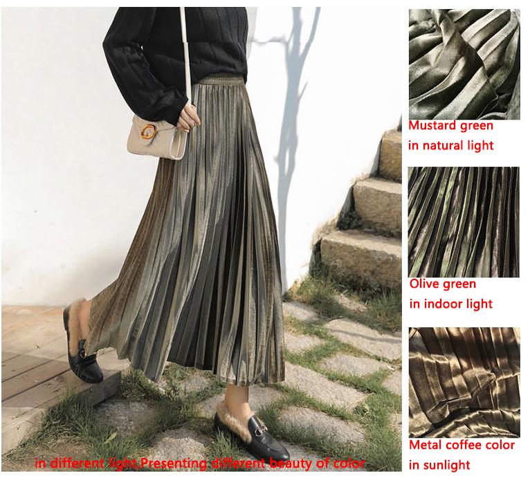 Skirts High Waist Velvet Pleated Skirt Women Autumn Winter Vintage Black Ladies 2023 Long Silver Maxi Elascity Casual Party
Skirts High Waist Velvet Pleated Skirt Women Autumn Winter Vintage Black Ladies 2023 Long Silver Maxi Elascity Casual Party