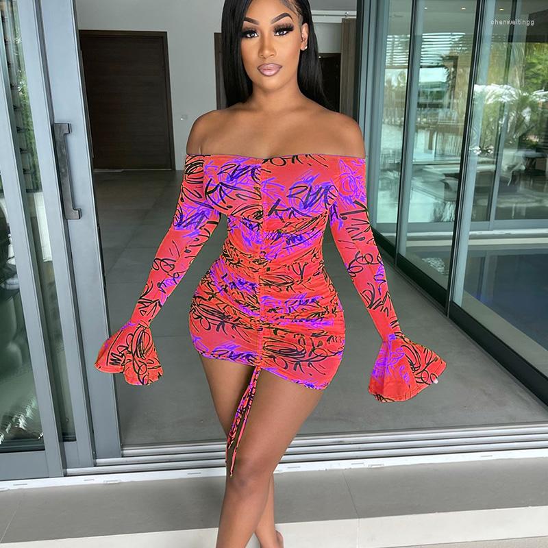 Casual Dresses Scrawl Print Off The Shoulder Sexy Bodycon Dress Women Backless Flare Sleeve Drawstring Ruched Party Club Mini Short, Green
Casual Dresses Scrawl Print Off The Shoulder Sexy Bodycon Dress Women Backless Flare Sleeve Drawstring Ruched Party Club Mini Short, Green