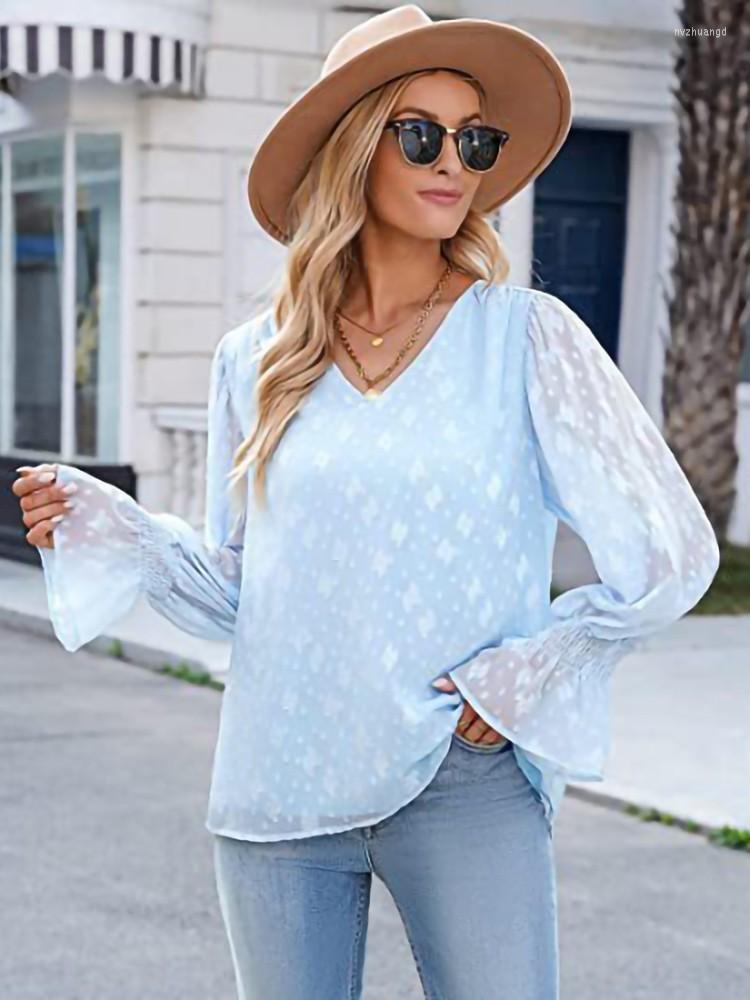 Women's Blouses 2023 Women Casual Shirts Fashion V Neck Pleated Horn Long Sleeve Elegant Blouse Ladies Office Work Chiffon Tops, Blue
Women's Blouses 2023 Women Casual Shirts Fashion V Neck Pleated Horn Long Sleeve Elegant Blouse Ladies Office Work Chiffon Tops, Blue