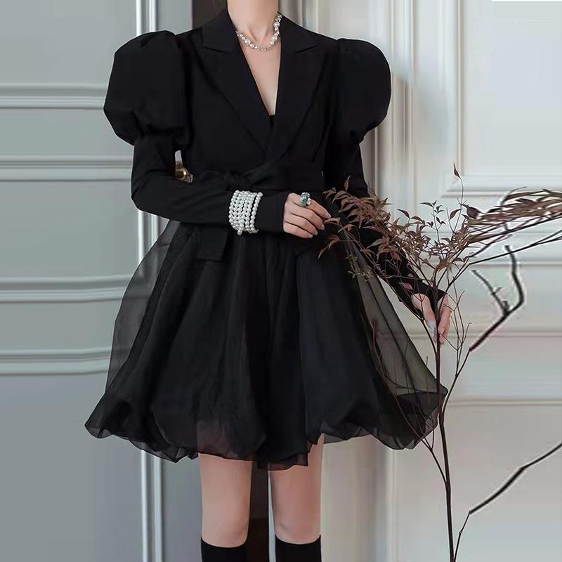 Casual Dresses YK2 Fashion Brand Evening For Women Spring Autumn Mesh Splicing Waist Black Suits Coats Organza Dress Female
Casual Dresses YK2 Fashion Brand Evening For Women Spring Autumn Mesh Splicing Waist Black Suits Coats Organza Dress Female