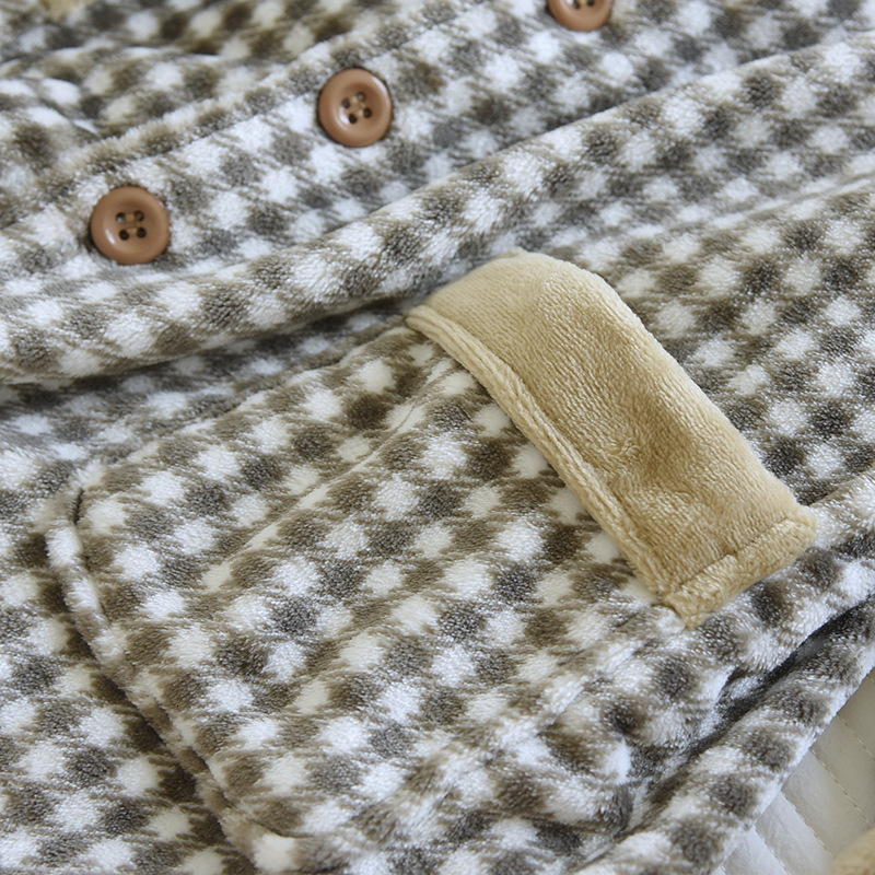 Men's Sleepwear Autumn and winter men's thickened flannel pajamas long-sleeved trousers two-piece plaid buttoned home service suit pajama 23