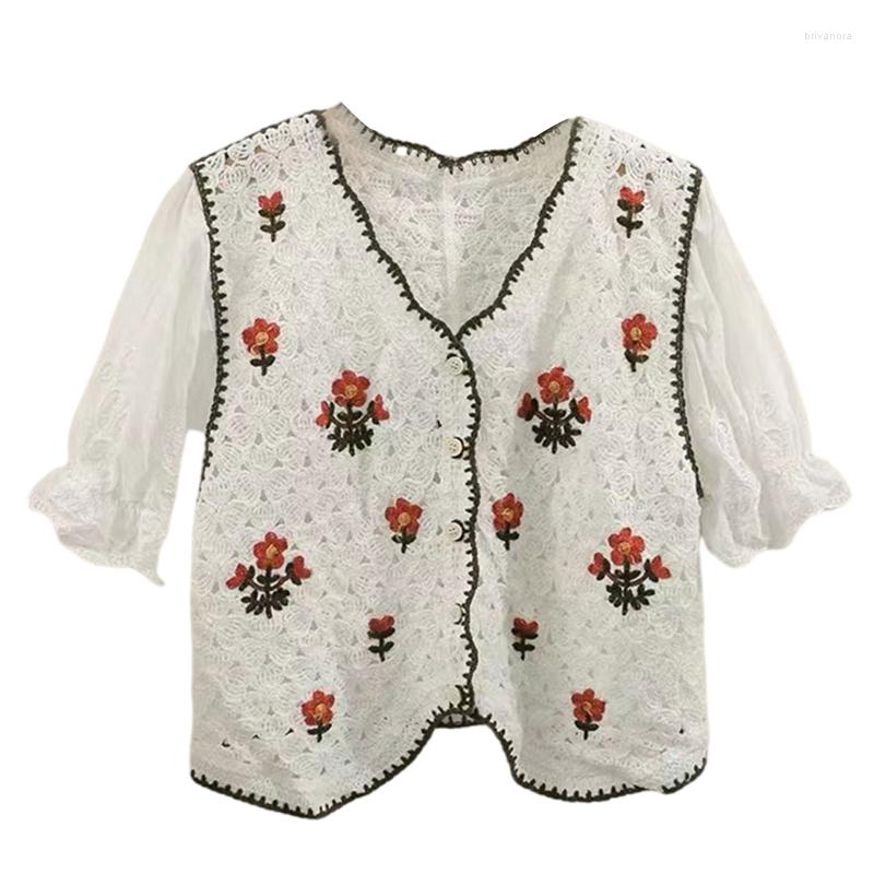 Women's Blouses Women Floral Embroidery Cropped Cardigan Hollow Out Short Sleeve Button-Up Female V Neck Chic Tops Casual Loose Blouse Sweet, White
Women's Blouses Women Floral Embroidery Cropped Cardigan Hollow Out Short Sleeve Button-Up Female V Neck Chic Tops Casual Loose Blouse Sweet, White