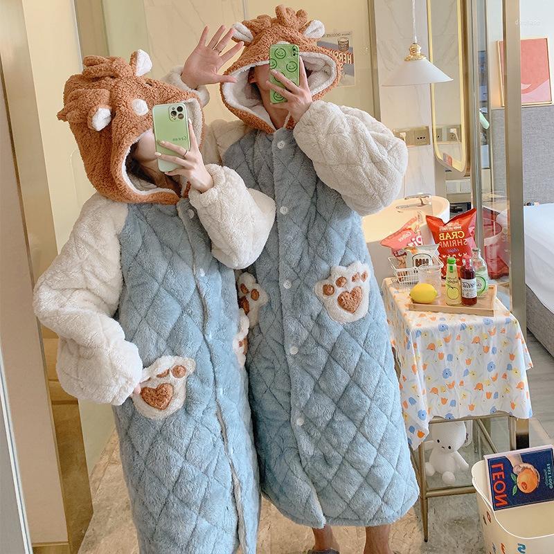 Women's Sleepwear Autumn Winter Bathrobes Cotton Warm Lengthened Kimono Gown Couple Flannel Robe Women Hooded Bathrobe Men Cartoon Home
Women's Sleepwear Autumn Winter Bathrobes Cotton Warm Lengthened Kimono Gown Couple Flannel Robe Women Hooded Bathrobe Men Cartoon Home