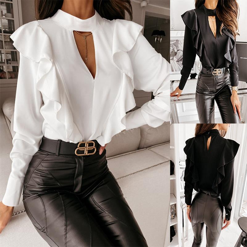 Women' T Shirts Elegant Print Ruffle Buttons Shirt Blouse Women O Neck Pullover Tops Blusa Spring Autumn Long Sleeve White Streetwear, Black
Women' T Shirts Elegant Print Ruffle Buttons Shirt Blouse Women O Neck Pullover Tops Blusa Spring Autumn Long Sleeve White Streetwear, Black