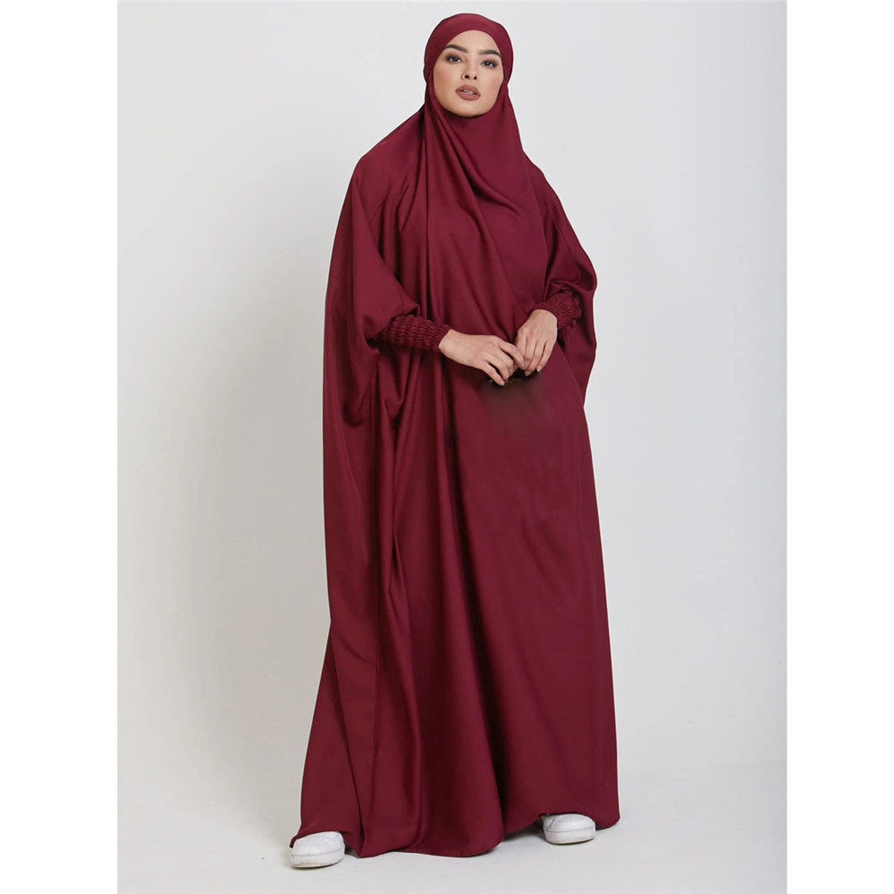 Ethnic Clothing Hooded Abaya Muslim Women Prayer Garment Hijab Dress Arabic Robe Overhead Kaftan Khimar Jilbab Eid Ramadan Gown Islamic Clothes 230317