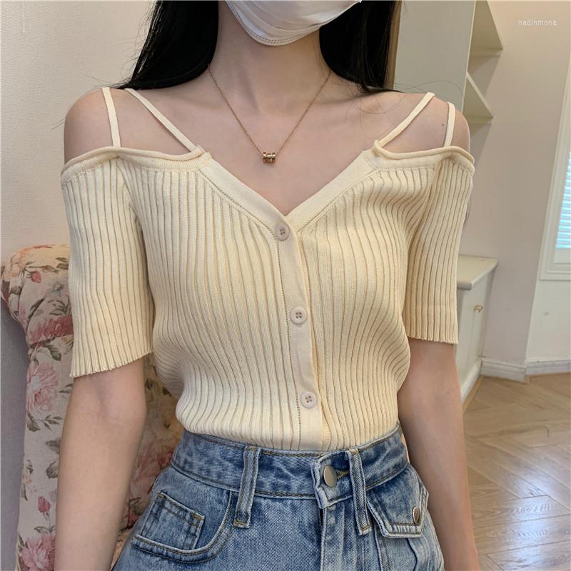 Women's T Shirts Summer Off Shoulder V Neck Kintted Woman Tshirts Korean Fashion Black Thin Soild Basic Women's T-shirt Short Tee Shirt
Women's T Shirts Summer Off Shoulder V Neck Kintted Woman Tshirts Korean Fashion Black Thin Soild Basic Women's T-shirt Short Tee Shirt