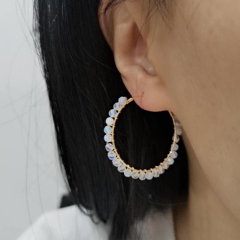 Hoop Earrings & Huggie Faceted White Opal Natural Stone Statement Jewelry Wire Wrap Hoops Fashion 14K Gold Filled Circle Boho Women
Hoop Earrings & Huggie Faceted White Opal Natural Stone Statement Jewelry Wire Wrap Hoops Fashion 14K Gold Filled Circle Boho Women