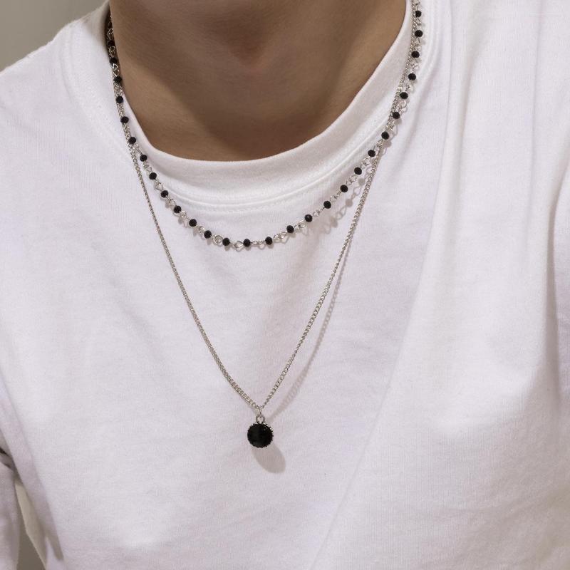 Pendant Necklaces 2023 Fashion Layered Black Crystal Glass Beads Chain Short Necklace For Men Simple Silver Color Choker Punk Jewelry
Pendant Necklaces 2023 Fashion Layered Black Crystal Glass Beads Chain Short Necklace For Men Simple Silver Color Choker Punk Jewelry