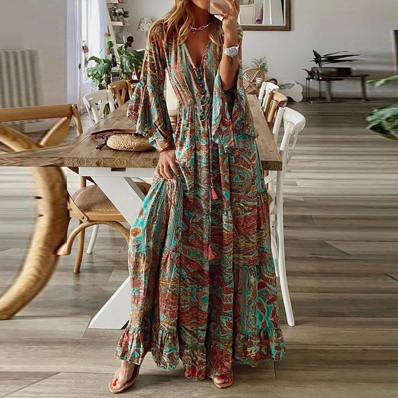 Casual Dresse s Summer Long Sleeve Deep V Neck Floral Print Dress Elegant Ladies Boho Autumn Plus Size Pleated Robe 230317, Mixed color
Casual Dresse s Summer Long Sleeve Deep V Neck Floral Print Dress Elegant Ladies Boho Autumn Plus Size Pleated Robe 230317, Mixed color