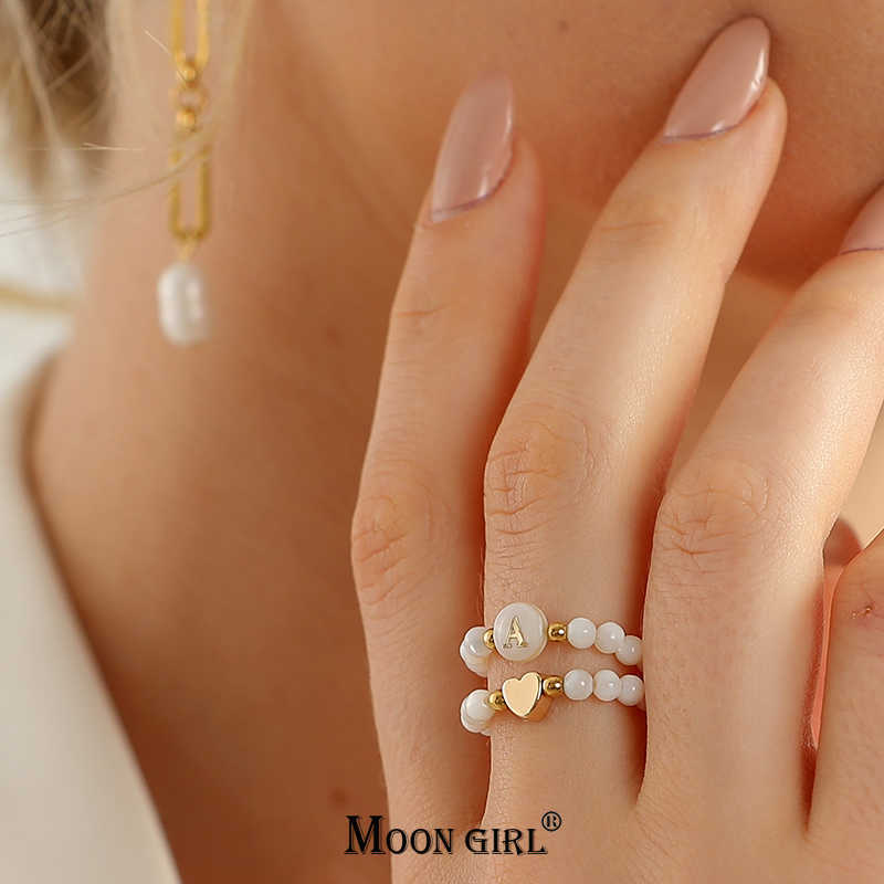 Band Rings 2Pcs/Lot Initial Ring for Women Gold Color Heart Mother of Pearl Beads Elastic Ring Fashion Finger Jewelry MOON GIRL Design G230317
Band Rings 2Pcs/Lot Initial Ring for Women Gold Color Heart Mother of Pearl Beads Elastic Ring Fashion Finger Jewelry MOON GIRL Design G230317