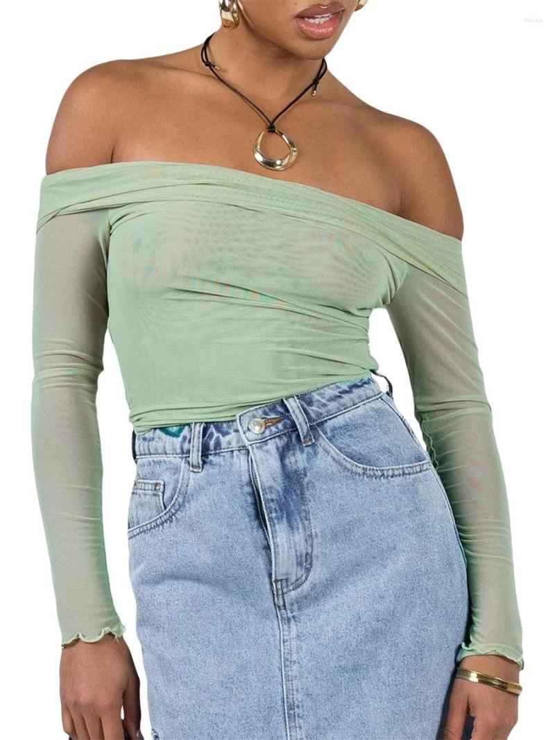 Women' Blouses Sexy Women Long Sleeve Crop Tops Solid Color See-Through Boat Neck Off-Shoulder Slim Fit T-Shirts Backless Shirts Streetwear, Green
Women' Blouses Sexy Women Long Sleeve Crop Tops Solid Color See-Through Boat Neck Off-Shoulder Slim Fit T-Shirts Backless Shirts Streetwear, Green