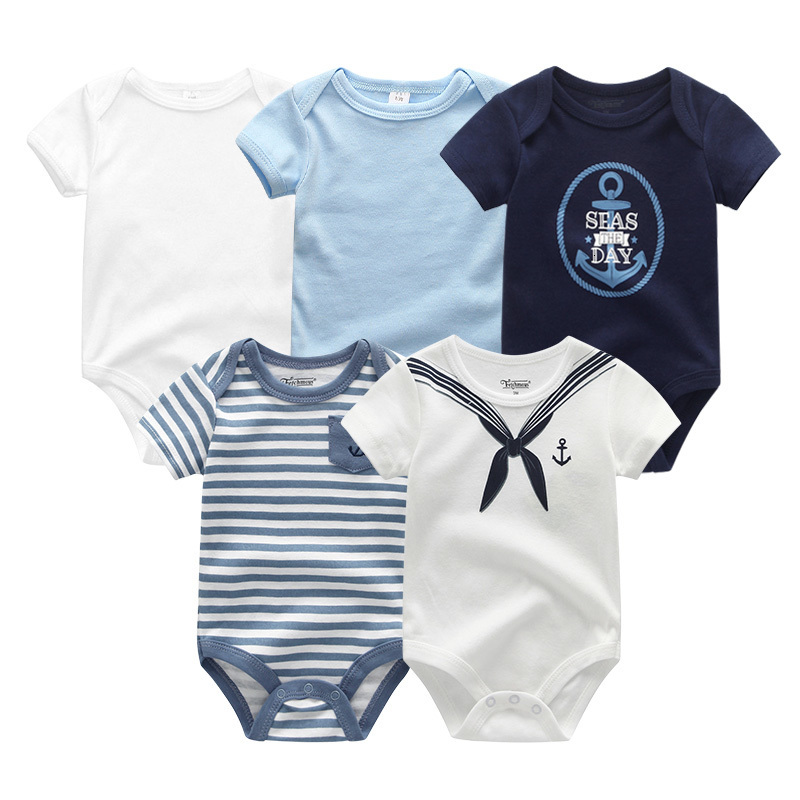 Rompers 5PCS/Lot Baby Boys Clothes Unicorn Girls Clothing Bodysuits Baby Girls Clothes 0-12M born 100%Cotton Roupas de bebe 230317