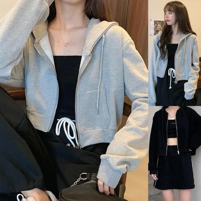 Women's Jackets Women Autumn Solid Color Long Sleeve Zipper Pocket Coat Short Hoodie Crop Top, Black
Women's Jackets Women Autumn Solid Color Long Sleeve Zipper Pocket Coat Short Hoodie Crop Top, Black