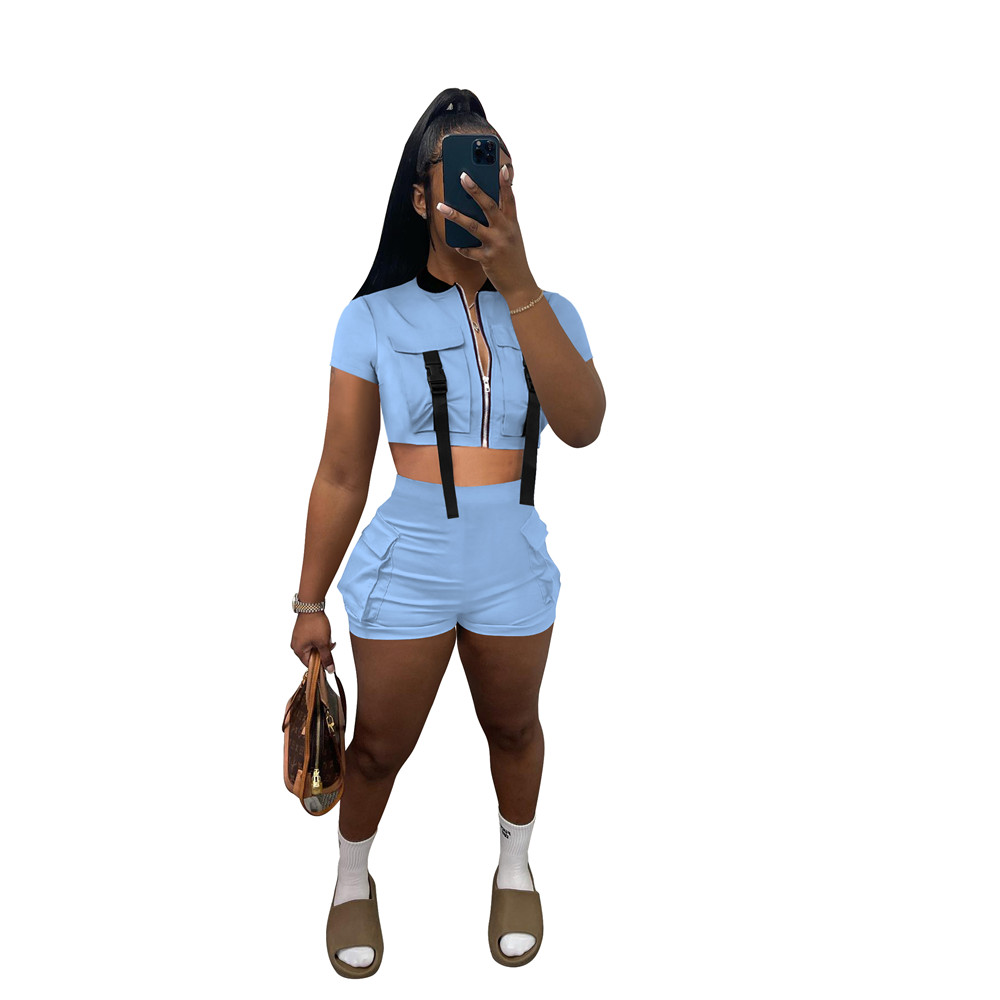 2023 Designer Summer Tracksuits Two Piece Sets Women Outfits Short Sleeve Zipper Shirt Top and Shorts Casual Sweatsuits Jogger Suits Bulk Wholesale Cl