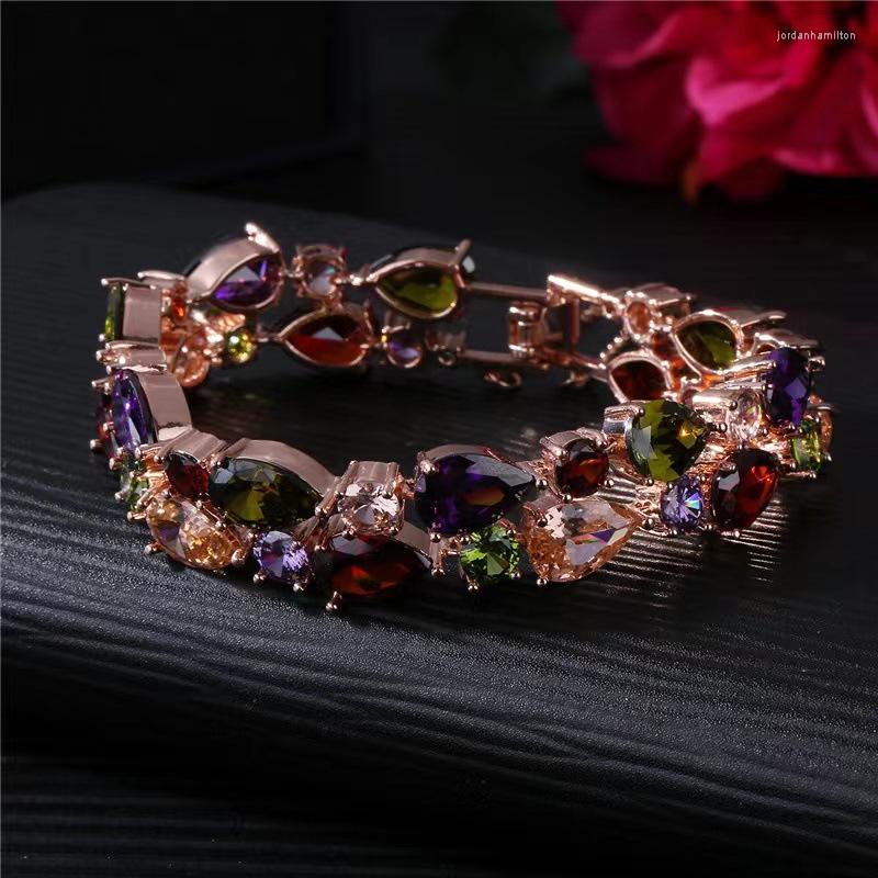 Charm Bracelets Vintage Rose Gold Color Prong Colorful Heart CZ Zircon Charms Fashion For Women Bling Crystal Wedding Jewelry Gifts
Charm Bracelets Vintage Rose Gold Color Prong Colorful Heart CZ Zircon Charms Fashion For Women Bling Crystal Wedding Jewelry Gifts