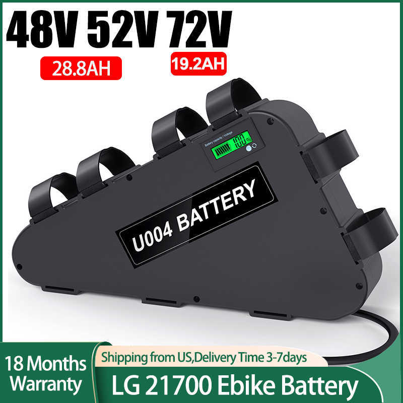 Ebike Battery 48V 52V 28.8Ah 72V 19.2Ah Triangle Battery LG 21700 48V Battery Pack for Bafang 3000W 2000W 1000W 750W 500W Motor
Ebike Battery 48V 52V 28.8Ah 72V 19.2Ah Triangle Battery LG 21700 48V Battery Pack for Bafang 3000W 2000W 1000W 750W 500W Motor