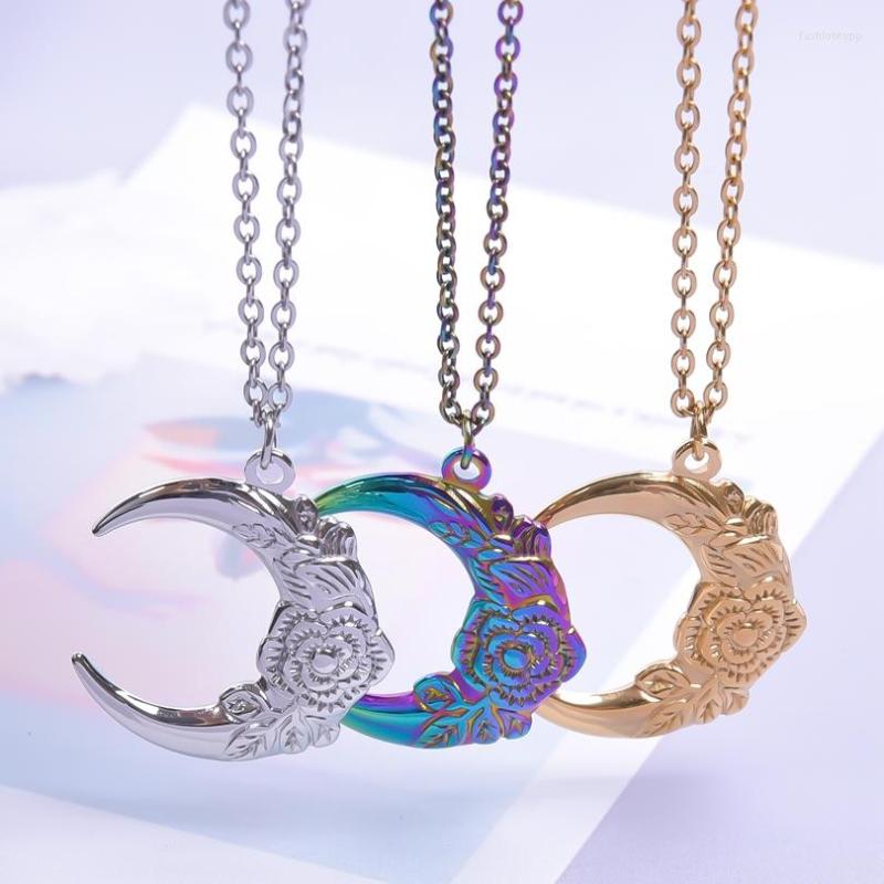 Pendant Necklaces Stainless Steel Gothic Rose Crescent Necklace Women Clavicle Chain Moon Charms For Friend Gift Fashion
Pendant Necklaces Stainless Steel Gothic Rose Crescent Necklace Women Clavicle Chain Moon Charms For Friend Gift Fashion