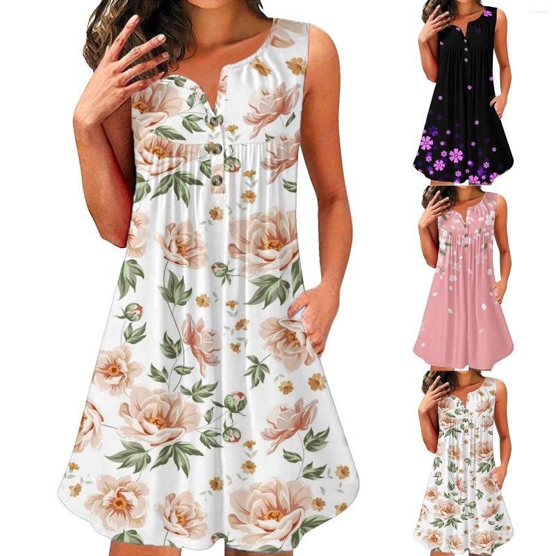Casual Dresses Summer Dress For Women With Sleeves Womens Fashion Sleeveless Round Neck Button Short Print Long, Black
Casual Dresses Summer Dress For Women With Sleeves Womens Fashion Sleeveless Round Neck Button Short Print Long, Black