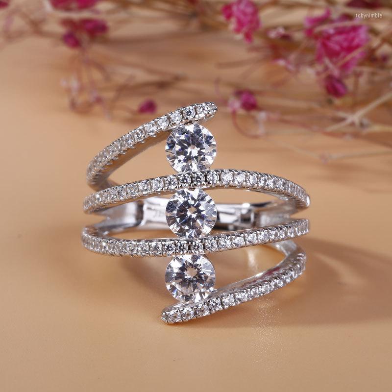 Wedding Rings WYJZY Exquisite Micro-set 3 Round Zircon Three-layer Engagement Ring Ladies Fine Jewelry
Wedding Rings WYJZY Exquisite Micro-set 3 Round Zircon Three-layer Engagement Ring Ladies Fine Jewelry