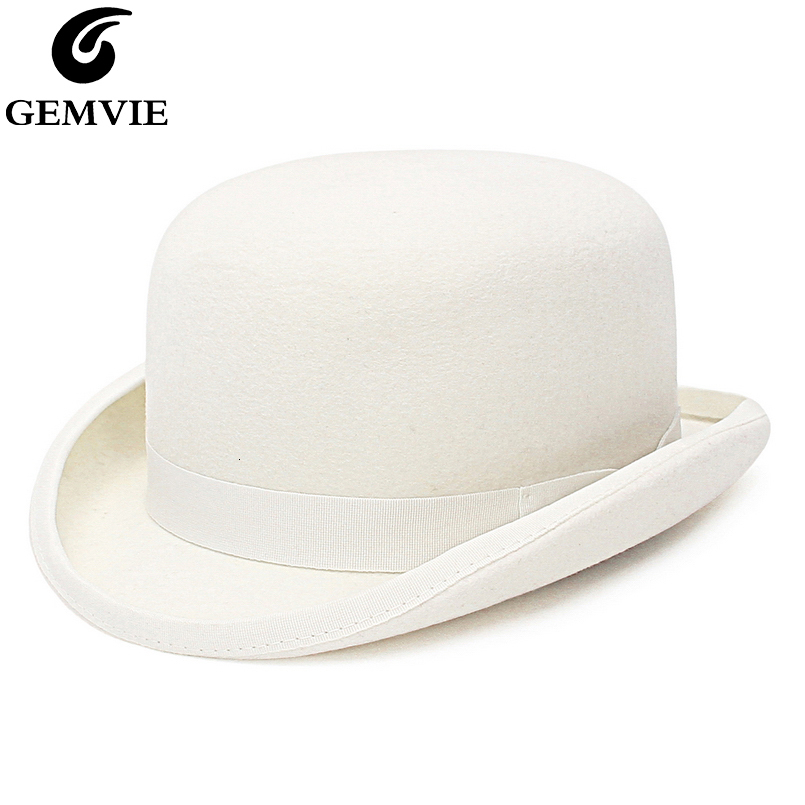 Wide Brim Hats Bucket Hats GEMVIE 100% Wool Felt White Bowler Hat For MenWomen Satin Lined Fashion Party Formal Fedora Costume Magician Cap 230316, White4
Wide Brim Hats Bucket Hats GEMVIE 100% Wool Felt White Bowler Hat For MenWomen Satin Lined Fashion Party Formal Fedora Costume Magician Cap 230316, White4