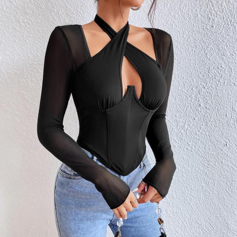 Women' T Shirts Fashion Cross Halter Sexy Tshirt Casual Clothes Blusas Solid Color Black Tees Women Tops Autumn V-neck Long Sleeve T-shirt
Women' T Shirts Fashion Cross Halter Sexy Tshirt Casual Clothes Blusas Solid Color Black Tees Women Tops Autumn V-neck Long Sleeve T-shirt