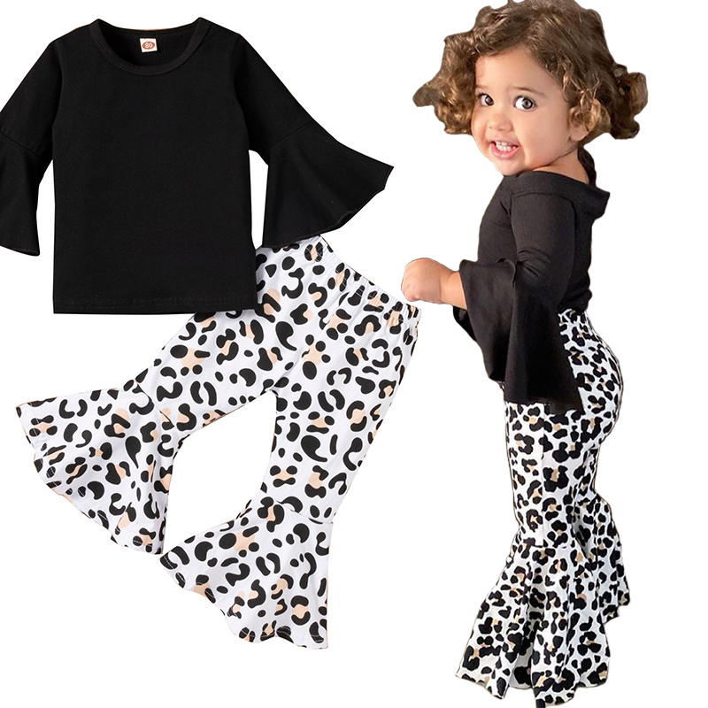 New ins girls two piece sets black flare sleeve top and leopard print pants for small and medium toddler clothes kids designer clothing
New ins girls two piece sets black flare sleeve top and leopard print pants for small and medium toddler clothes kids designer clothing