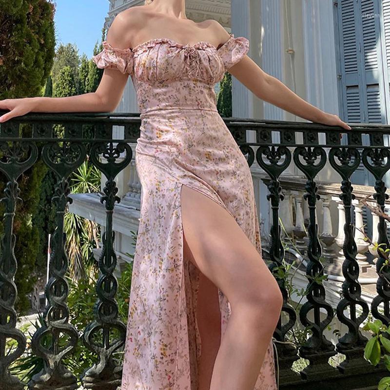 Party Dresses 2023 Women Summer Flower Print Off The Shoulder Sexy High Waist Split Hem Boho Floral Maxi Dress Vestidos, Beige
Party Dresses 2023 Women Summer Flower Print Off The Shoulder Sexy High Waist Split Hem Boho Floral Maxi Dress Vestidos, Beige