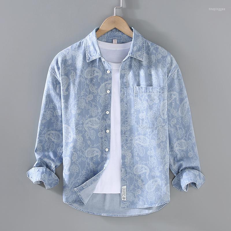 Men's Casual Shirts Spring Summer Japanese Retro Denim Printed Long-sleeved Shirt Men All-match Tops Male High Quality Cotton Jean, Light blue
Men's Casual Shirts Spring Summer Japanese Retro Denim Printed Long-sleeved Shirt Men All-match Tops Male High Quality Cotton Jean, Light blue