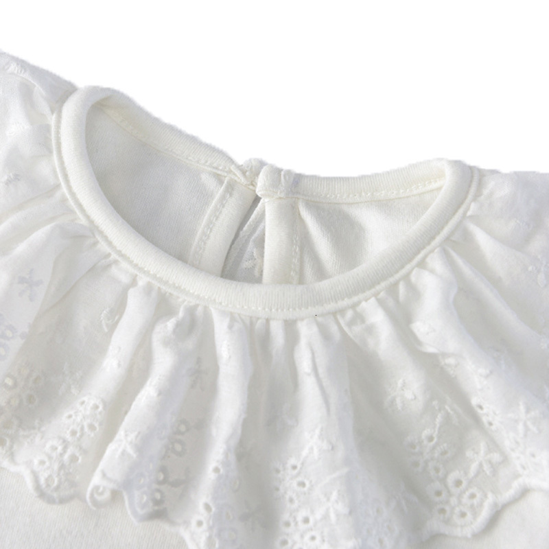 Kids Shirts Tou Baby Girls Lace Shirts Toddler Long sleeve white solid-color shirts Infant lovely top little girl spring clothes 6m-3y6M-4Y 230317