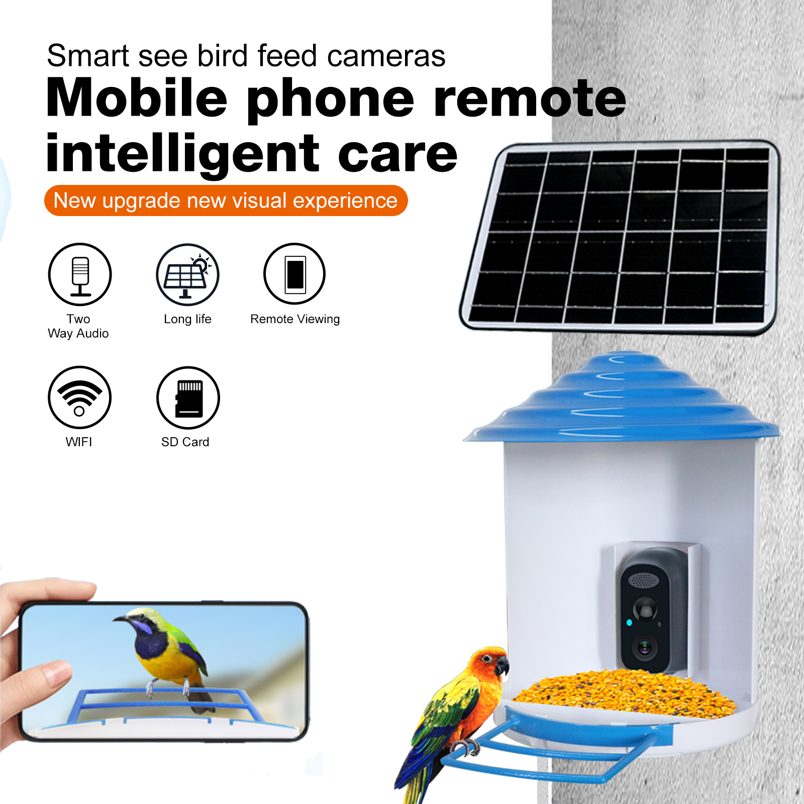 Outdoor Bird Feeder Camera WiFi Solar Panel Smart with 1080HD Night Vision Camera AI Recognition Built in Battery WIFI
Outdoor Bird Feeder Camera WiFi Solar Panel Smart with 1080HD Night Vision Camera AI Recognition Built in Battery WIFI