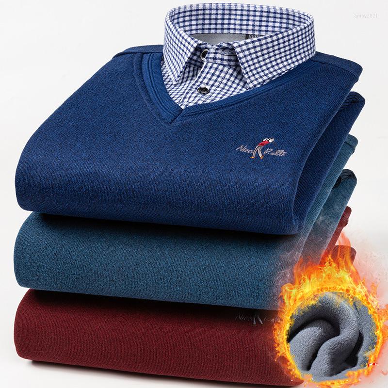 Men's Casual Shirts Fashion Brand Fake Two Warm Plus Fleece Thick Men's Round Neck Striped Shirt Dad Wears Middle-Aged Menswear, 8201
Men's Casual Shirts Fashion Brand Fake Two Warm Plus Fleece Thick Men's Round Neck Striped Shirt Dad Wears Middle-Aged Menswear, 8201