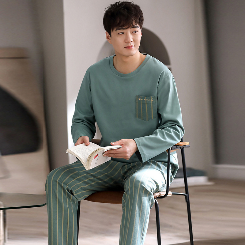 Men's Sleepwear Pajama Sets for Men Long Sleeve Trousers Pajamas Spring Autumn Men's Home Clothes Suit Cotton Comfort Sleepwear Lounge Wear 