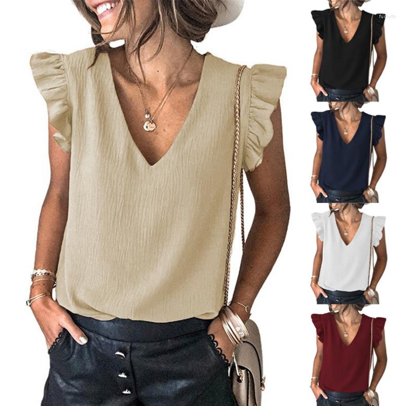 Women' Blouses Summer Fashion Ruffles Women Blouse Elegant Ladies Loose Casual Solid Color V Neck Sleeveless Shirts Tops, Khaki
Women' Blouses Summer Fashion Ruffles Women Blouse Elegant Ladies Loose Casual Solid Color V Neck Sleeveless Shirts Tops, Khaki