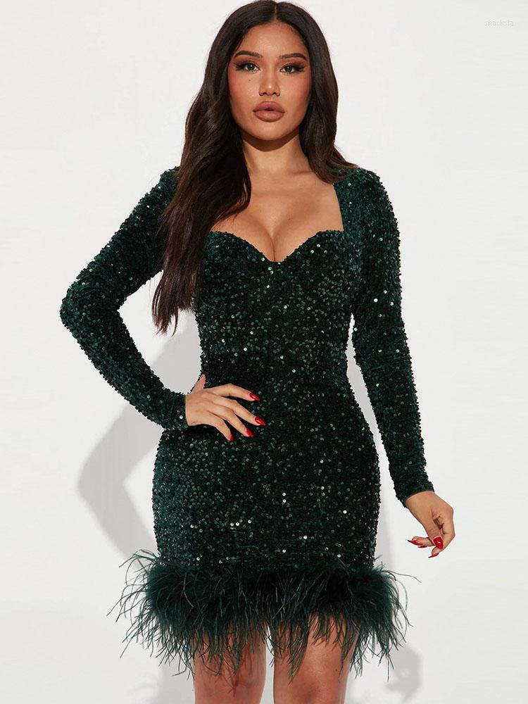 Casual Dresses WUHE Feather Sexy Sequins Patchwork Party Club Dress Women Christmas Clothes Vestidos Elegant Long Sleeve Evening, Dark green
Casual Dresses WUHE Feather Sexy Sequins Patchwork Party Club Dress Women Christmas Clothes Vestidos Elegant Long Sleeve Evening, Dark green