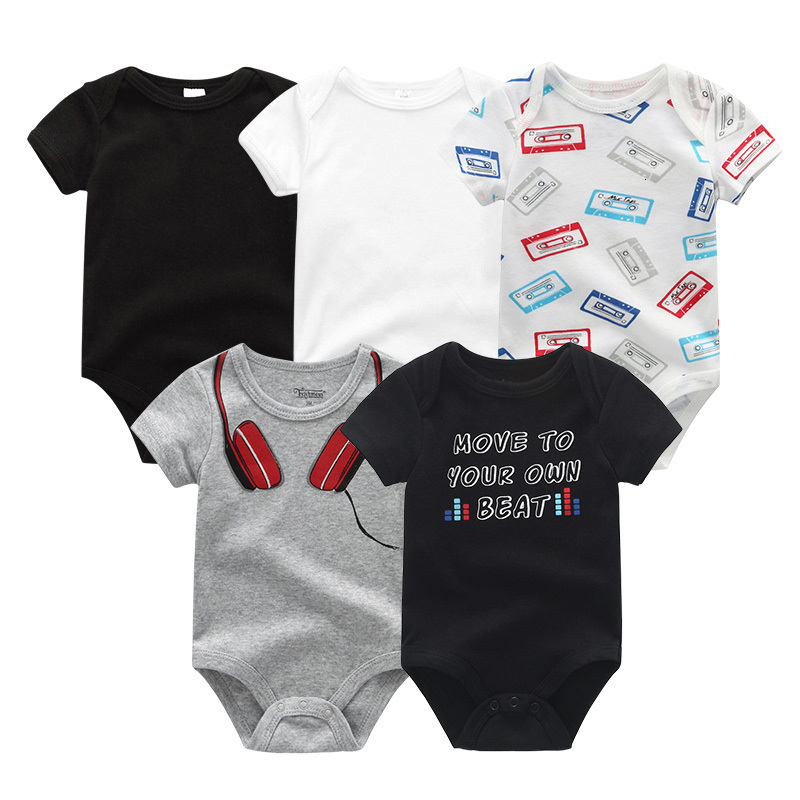 Rompers 5PCS/Lot Baby Boys Clothes Unicorn Girls Clothing Bodysuits Baby Girls Clothes 0-12M born 100%Cotton Roupas de bebe 230317