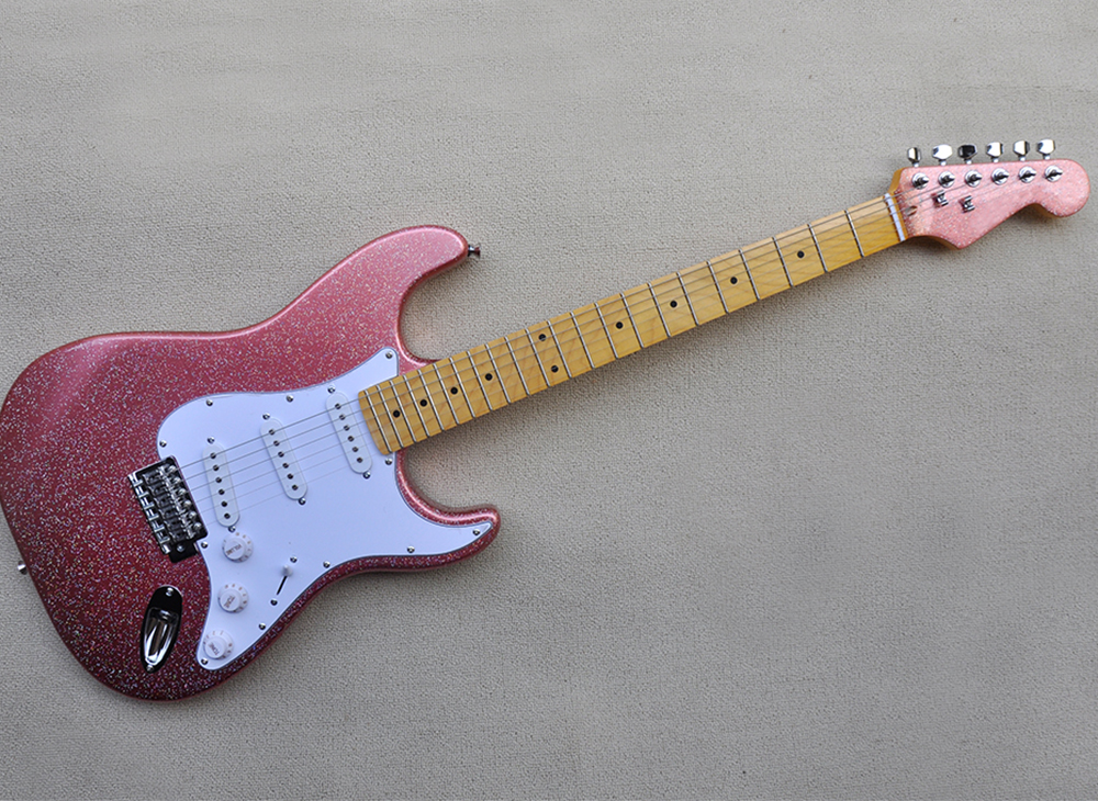 6 Strings Sparkle Pink Electric Guitar with Yellow Maple Fretboard SSS Pickups
6 Strings Sparkle Pink Electric Guitar with Yellow Maple Fretboard SSS Pickups