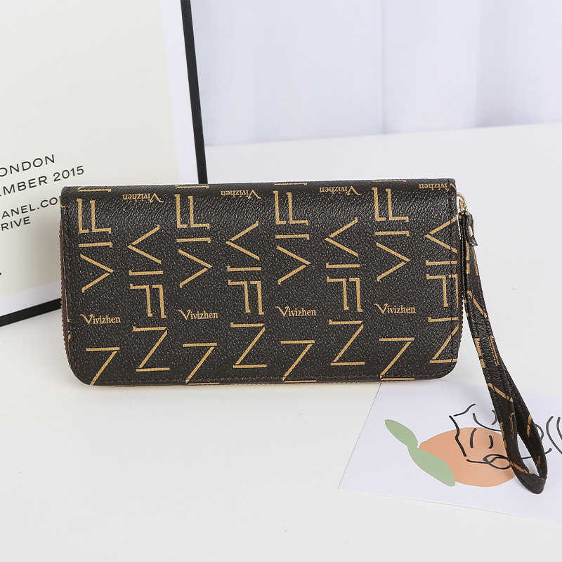 Letters Long Clutch Women's Bag Tri-fold Printed Card Position ID Position Coin Purse Ladies Wallet 0403