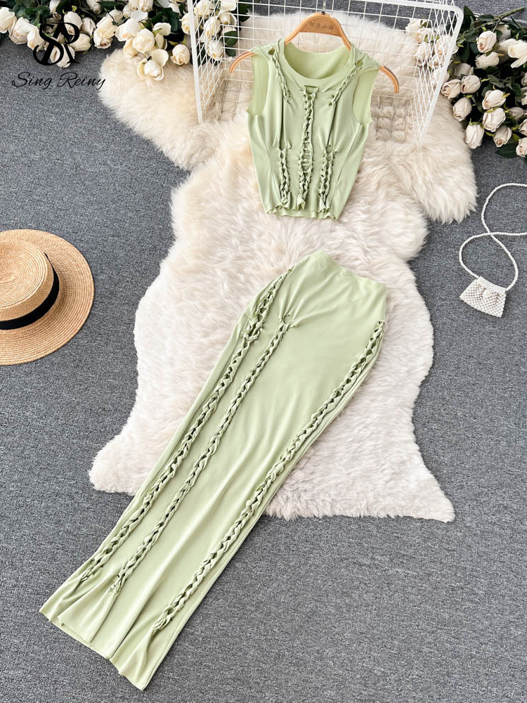 Two Piece Dress SINGREINY Hollow Out Summer Fashion Two Pieces Sets Sleeveless Short Tank TopHigh Waist Slim Long Skirt Female Solid Suits 230316, Apricot
Two Piece Dress SINGREINY Hollow Out Summer Fashion Two Pieces Sets Sleeveless Short Tank TopHigh Waist Slim Long Skirt Female Solid Suits 230316, Apricot