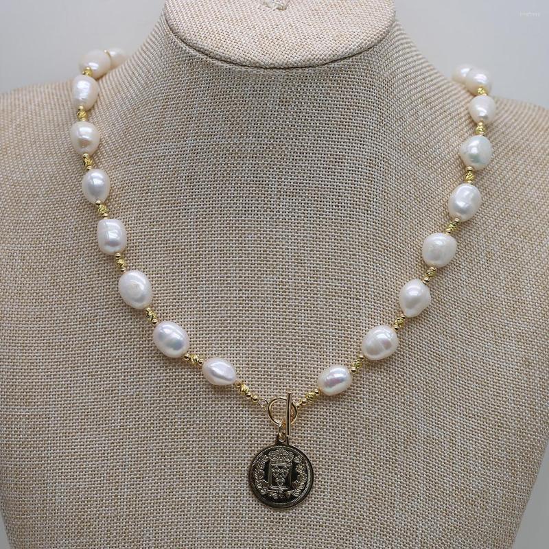 Chains 8-9mm Natural Baroque Freshwater Pearl Necklace Gold Round Pendant 18x18mm Charming Jewelry Gift
Chains 8-9mm Natural Baroque Freshwater Pearl Necklace Gold Round Pendant 18x18mm Charming Jewelry Gift