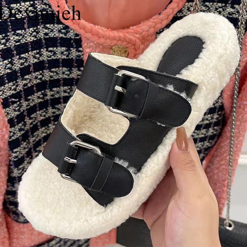 Slippers Women Genuine Leather Open Toe Solid Double Button Comfortable Casual Non Slip Plush Sandals Fashion Flat Shoes, Black
Slippers Women Genuine Leather Open Toe Solid Double Button Comfortable Casual Non Slip Plush Sandals Fashion Flat Shoes, Black