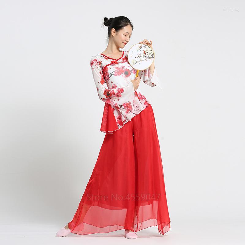Stage Wear Chinese Style Women Classical Dance Costume Body Gauze Jacket Trumpet Sleeve Ethnic Dancer Top Pants Practice Clothes Hanfu Girl, Red top
Stage Wear Chinese Style Women Classical Dance Costume Body Gauze Jacket Trumpet Sleeve Ethnic Dancer Top Pants Practice Clothes Hanfu Girl, Red top