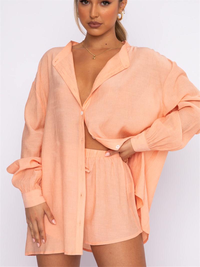 Women' Tracksuits Women Spring Two Pieces Tracksuit Long Sleeve Button Down Shirts High Waisted Shorts Outfits Lounge Wear BeachwearWomen
Women' Tracksuits Women Spring Two Pieces Tracksuit Long Sleeve Button Down Shirts High Waisted Shorts Outfits Lounge Wear BeachwearWomen