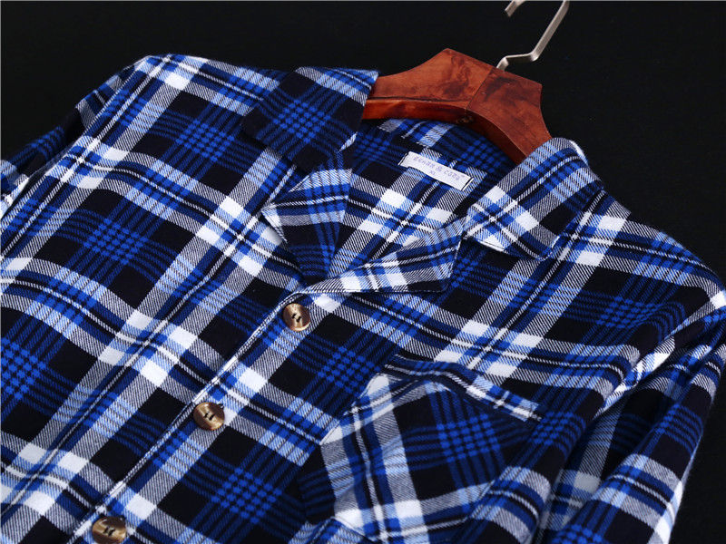 Men's Sleepwear Autumn and winter men's pajamas long-sleeved trousers two-piece cotton brushed lapel button thickened home service set mens 