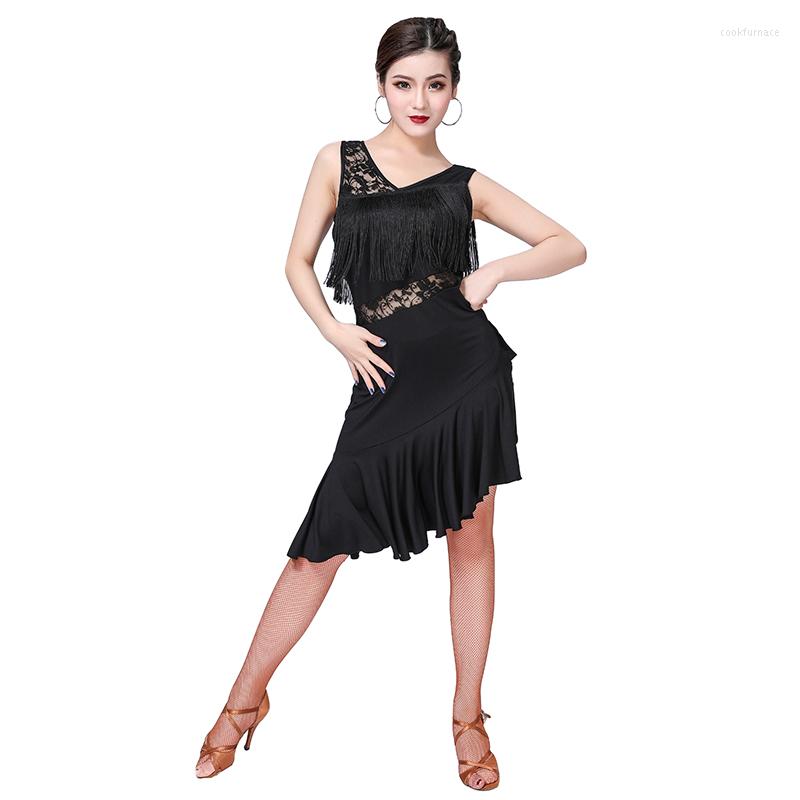 Stage Wear Women Dance Clothes Salsa Samba Front Fringes Class Dress Spandex Lace Irregular One-piece Latin Dresses For Girls, Black
Stage Wear Women Dance Clothes Salsa Samba Front Fringes Class Dress Spandex Lace Irregular One-piece Latin Dresses For Girls, Black